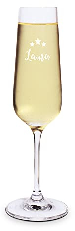 printplanet® Graviertes Sektglas - Leonardo® Sektglas mit Gravur (mit Name oder Text personalisiert) - Design Sterne