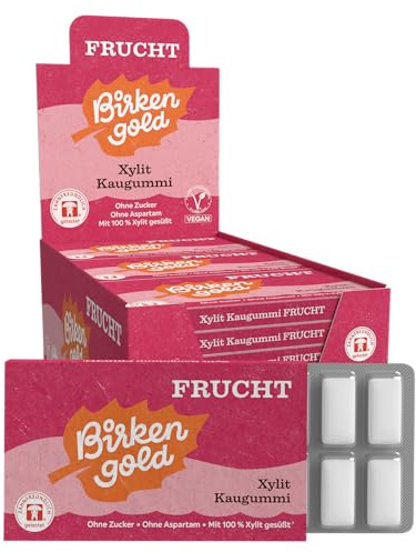 XILITOLO gomme da masticare frutta| protect cura dentale chewing gum | 100% senza zucchero | Confezione da 24 blister (12 pezzi per blister) | senza aspartame | vegano