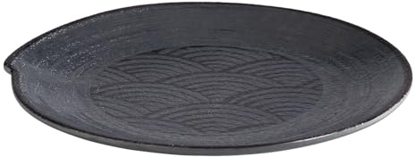 APS 84908 Teller DARK WAVE, Ø 22 cm, Höhe 2 cm, Melamin, schwarz/Wellendekor