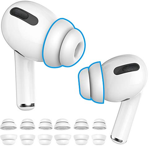 Delidigi Gummi för AirPods och Pro, 6 Par Brusreducering Dubbel Fläns Silikonöronproppar Tillbehör för Apple AirPods (2019/2022) (Vit)