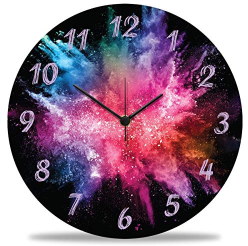 GRAVURZEILE Wanduhr aus Holz Splash Love 2.0-100% Lautlos kein Ticken absolut geräuschlos - 30 cm Ø - Design Wanduhren für Wohnzimmer Schlafzimmer & Küche