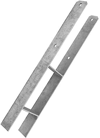 Gartenwelt Riegelsberger H-Pfostenträger 71 x 600/6 Set mit Schrauben Bodenhülse Pfostenanker Pfostenschuh Anker Carport feuerverzinkt