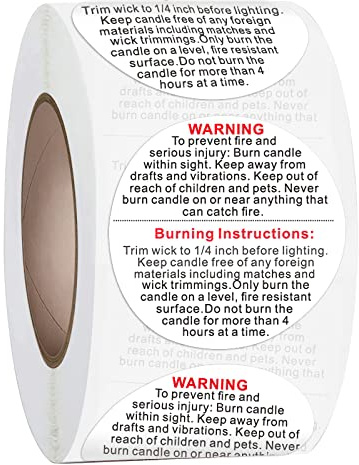500 Pcs Candle Warning Labels – 1.5 Inch Round Stickers for Candle Jars, Tins & Wax Melts – Safety Labels for Homemade Candle Making Supplies & Packaging