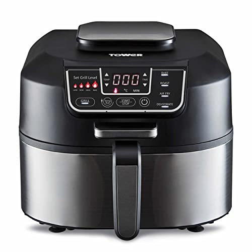 Tower T17086 Vortx 5 in 1 Air Fryer and Grill with Crisper, 5.6L, Black