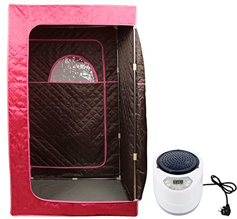 MINGYI Sauna à Vapeur Portable et Pliable 1 000W avec Cabine de Vapeur, Générateur de Vapeur 2,5 Liter et Télécommande, 100×80×170 cm (Rouge)