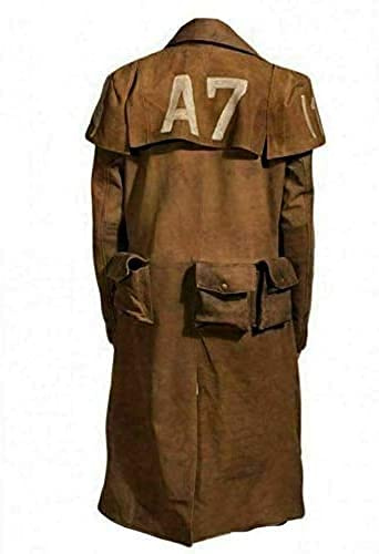 Aksah Fashion Trench da uomo NCR Ranger Veteran Armor New Vegas A7 marrone in pelle scamosciata per cosplay, Marrone, XXXL