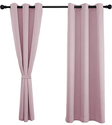 Sichtschutz Thermovorhang 180x160cm(H x B), Blickdichten Vorhänge, Einfach Anzubringen für Dekoration Weihnachten 1Stück-Hellrosa