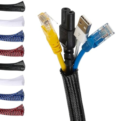 MarketConnect® Guaina Cavi SELF-CLOSING Ø 3mm, L 8mt • Raccogli e Nascondi Cavi • Ideale per Scrivania e TV • NERO