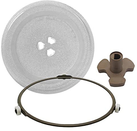WORDFUN Mikrowelle Drehteller, 24.5cm 25.5cm Mikrowellenteller, Glasdrehteller Für Mikrowellen, Mit 3 Befestigungen, Rund, Glasteller Ersatz Teller, 5mm Dicke, Stabil Und Langlebig