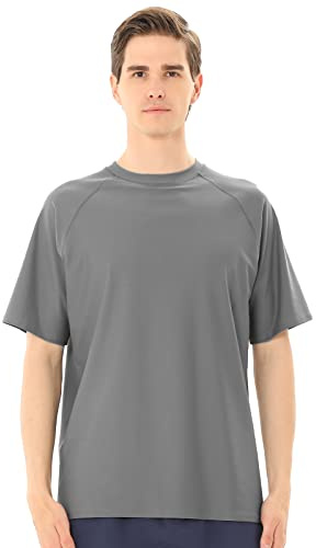 TIZAX UV Badeshirt Herren Kurzarm Schwimmshirt Rash Guards UPF50+ Sonnenschutz Männer Wassersport T-Shirt Schnelltrocknend