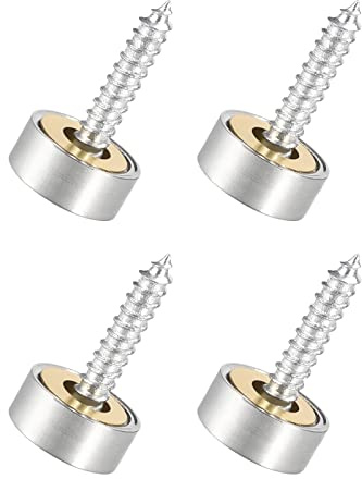 QUARKZMAN 12mm Miroir Vis Cache Vis 4PCS Brossé Inoxydable Acier Argent | Décoratif Capuchons Couvercle Attaches pour Décoratif Miroir et Signe Publicité Quincaillerie