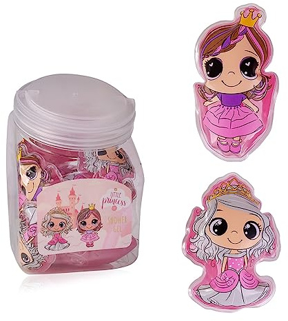 accentra Mini-Duschgel “Little Princess – Großpackung Gastgeschenk für Kindergeburtstag, Tombolapreis oder Adventskalender – Bonbonglas mit 24 x 50 ml, 2 Motive/Düfte