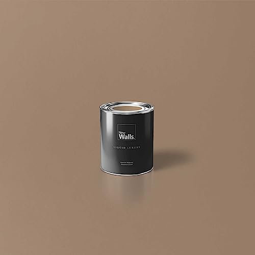 New Walls Premium Wandfarbe Braun, Nussbaum Liquid Luxury Dispersionsfarbe für Innenräume – 1 L