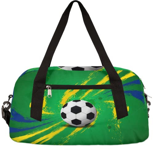 Borsone da calcio per bambini, borsa da viaggio per ragazzi, palla sportiva verde per ragazzi, borsa da viaggio per weekend, borsa da palestra sportiva, regalo per bambini, Calcio Calcio, 18.4L x 7.8W