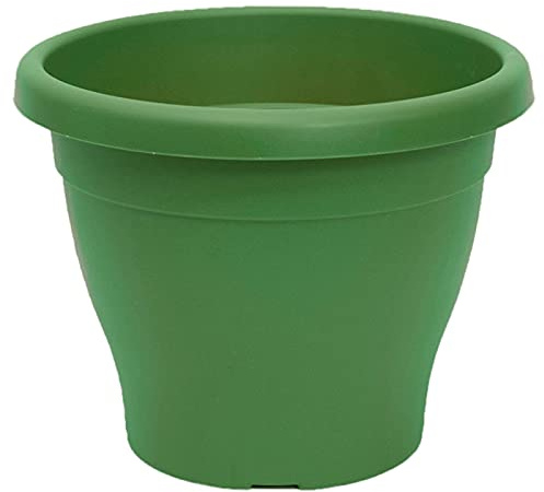 Pack de 6 macetas de plástico redondas para Plantas y Flores Mediterráneas con Orificios Inferiores. Recipientes, maceteros para jardín Exterior, terraza, balcón e Interior del hogar (20 cm, Verde)