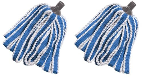 Addis MEGA 100% Microfibre Mop Replacement Refill head, Blue & White (Pack of 2)