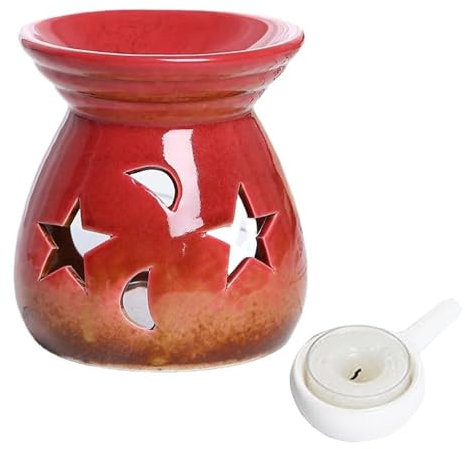 Tangger Duftlampe für ätherische Duftlicht Teelicht mit Kerzenhalter Duftlampe Keramik duftöl Lampe duftlampe wachs duftwachs Lampe Keramik-Duftlampe Aroma-Diffusor stövchen für duftöle(rot)