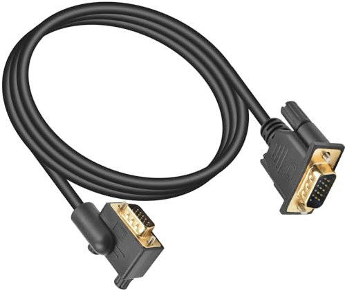 Poyiccot VGA to VGA Cable 5ft, 90 Degree VGA Cable, Left Angle VGA Cord, 15 PIN VGA Monitor Cable, Computer Monitor Cable,VGA Male to Male Cord 1080p High Resolution