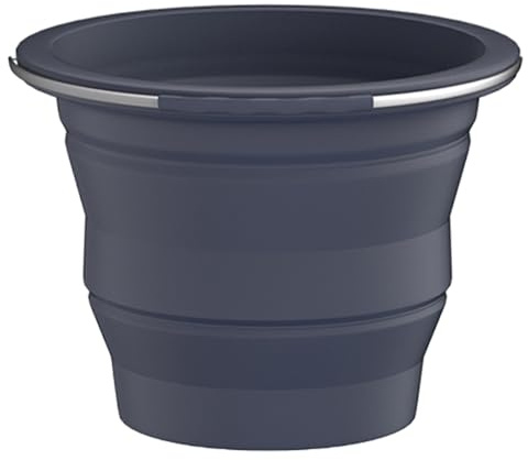 VQIZWELLEE Collapsible Buckets, Silicone Bucket, Household Cleaning or Car Washing, Portable Folding Bucket for Fishing or Camping, 2.6 Gallons (10 Liters), Space-Saving Design, Round (Gray)
