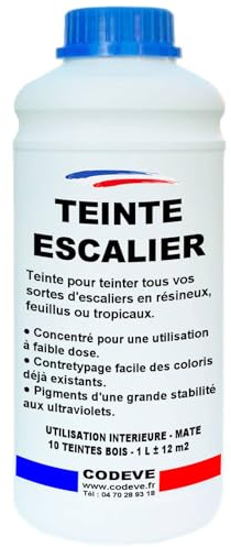 Teinte Escalier Bois - Codeve Bois/Chêne moyen - 1L - Intérieur - Pour La Teinture De Votre Escalier En Bois Résineux, Feuillu Ou Exotique.