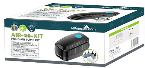 AllPondSolutions Outdoor Koi Fish Pond Air Pump Kit Air Stones Included, Air Hose, Return Valve