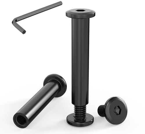 ORTAVA 20 Viti di Collegamento M6 x 40 mm, Viti per Mobili, Dado a Manicotto M6, Viti a Manicotto, in Acciaio Inox A2 V2A, Ossido Nero, Connettore per Armadio con Chiavi a Brugola