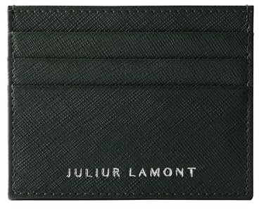 JULIUR LAMONT® Kartenetui Herren | Kartenetui Damen | Slim Kartenhalter aus Leder | Unisex Kreditkartenetui mit 6 Fächer | Card Holder mit Geschenkbox (Grün)