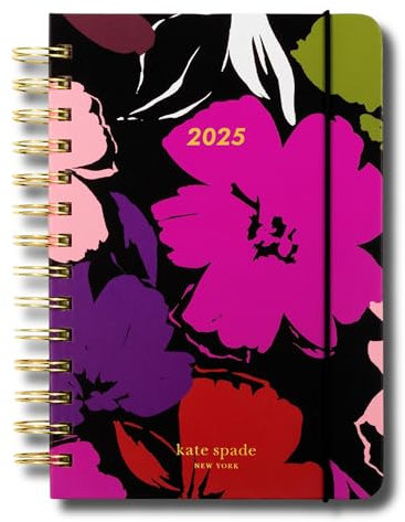 Kate Spade New York Medium 12 Month 2025 Planner Monthly and Weekly Spreads, Sticker Sheet, Note Pages, Pocket and Hardcover (Painterly Blooms)
