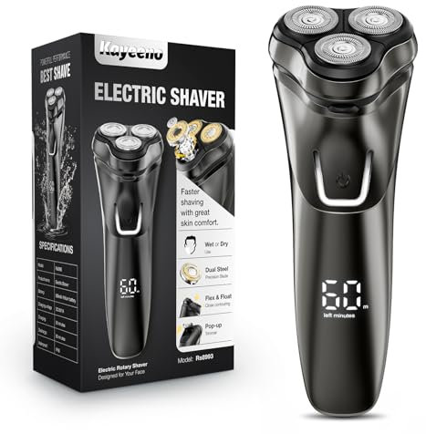 Rasierer Herren Elektrisch, Kayeeno Rechargeable Elektrischer Nass und Trockenrasierer für Männer mit Ausklappbarem Bartschneider