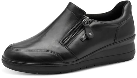Jana Mocassins Cuir Femme Classiques avec Fermeture éclair, Black, 37 EU