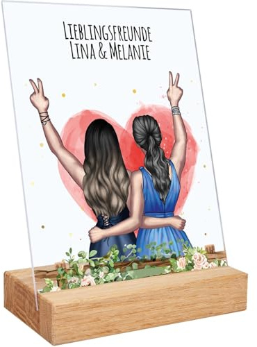 GRAVURZEILE Bedrucktes Acrylglas mit Konfiguration - Beste Freundin - Umfangreich anpassbares Motiv zum selbst gestalten - Personalisierbares Geschenk für Freundinnen - Geschenkidee für Schwestern