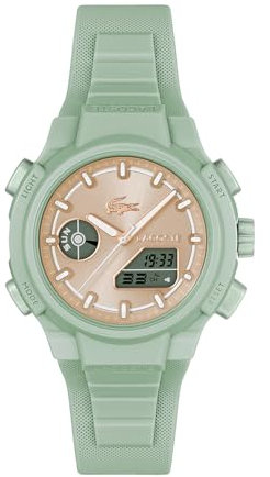 Lacoste Analoge-Digitale Multifunktions-Quarzuhr für Damen Kollektion LC33 mit Grünes Silikonarmband - 2001433