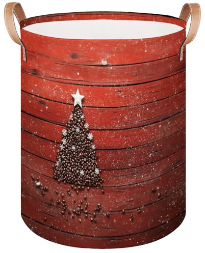 Aufbewahrungswürfel aus rotem Holz, mit Weihnachtsbaum, groß, faltbar, Stoffkorb, Aufbewahrungskorb, Heim-Organizer für Kleidung, Schlafzimmer, Wohnzimmer