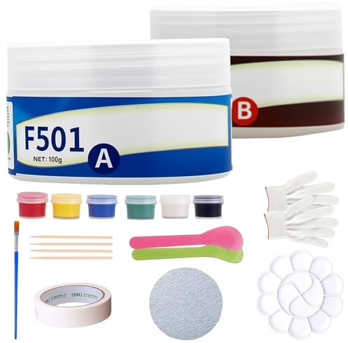 Kit de réparation de baignoire 200 g en émail pour bac de douche, évier, kit de réparation de fissures de baignoire pour réparer les éclats, les fissures, les trous, les rayures, les bosses – Kit de