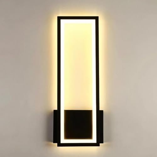 Comely Wandlampe Innen 16W LED Wandleuchte Moderne Warmweiß 3000K, Einfache Rechteckige Wandleuchten für Wohnzimmer Schlafzimmer Korridor Treppenhaus (Schwarz)
