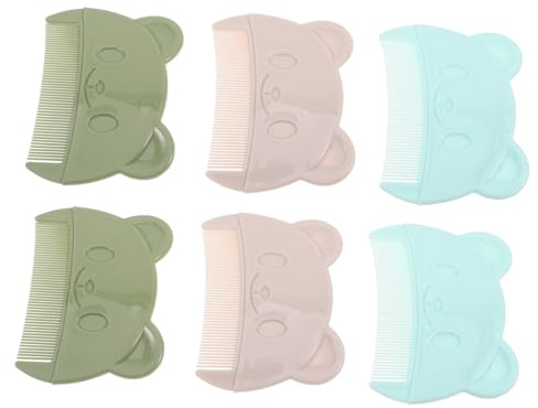 Homoyoyo 6pcs Cute Bear Shaped Hairbrush Boys and Girls Flaky Scalp Comb for Cradle Cap Newborn Haircare Kit