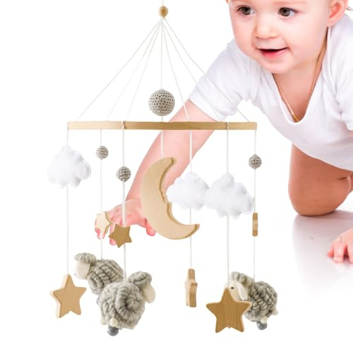 Móvil de cama para niños, percha de cuna musical | Móvil de cuna interactivo relajante bohemio para tiempo de juego en habitación de niños cama de carro 0-3 meses