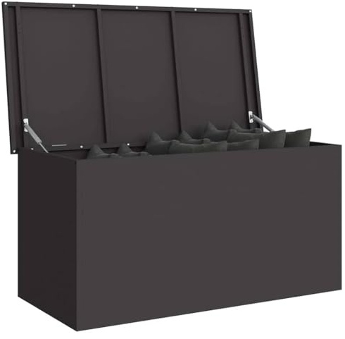 vidaXL Scatola di Stoccaggio Esterno Nero 100 x 50,5 x 50 cm Acciaio, Cassa da Giardino, armadietto Rettangolare, Mobile Resistente al Tempo, organizzatore in Acciaio, Soluzione duratura