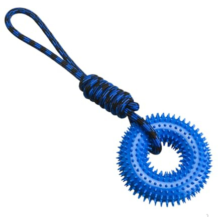 Genérico Juguetes Chillones para Perros | Anillo Mordedor con Púas para Entrenamiento - Anillo para con Cuerda para Perros Fuertes para Jardín Parques Y Exterior