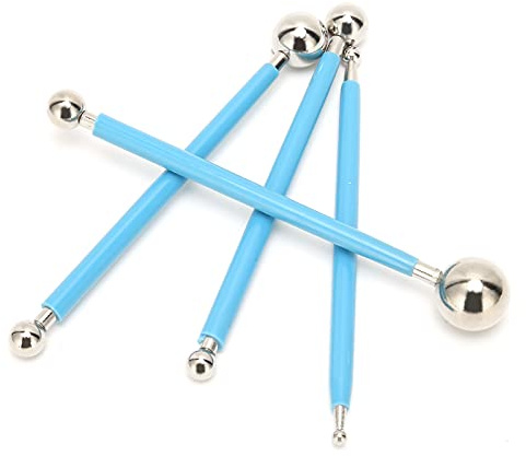 Nikou Set di 4 strumenti per modellare torte in metallo a forma di pallina, strumenti per la decorazione di fondente, strumenti di cottura fai da te, strumenti per modellazione di sculture per