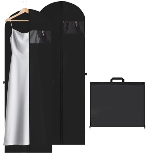 2 Piezas Funda para Ropa Larga 180 x 60 cm, Funda para Ropa Plegable, Fundas para Ropa Transpirables con Asas, Bolsa para Ropa para Vestidos de Novia Vestidos de Noche