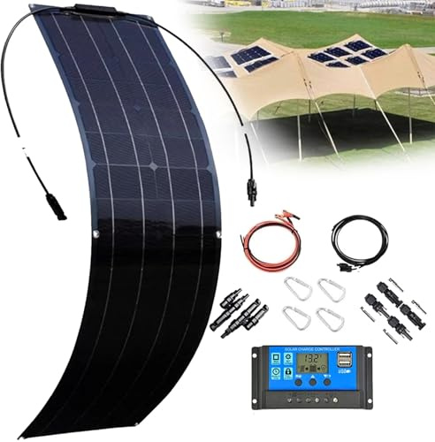 Panel Solar Flexible Kit 200W 400W 800W Solares Paneles Placa Solar Monocristalino módulo Solar Flexible para baterías, Caravana, Barco, yate, campista(200W)