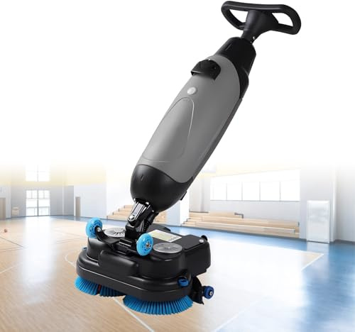 Lissontine Mini Lavapavimenti, Lavasciuga Pavimenti Automatica a Batteria, Lavapavimenti Elettrico, Spazzola Rotante 360°, Pulizia Professionale per Locali Commerciali e Ville Ospedale Grey