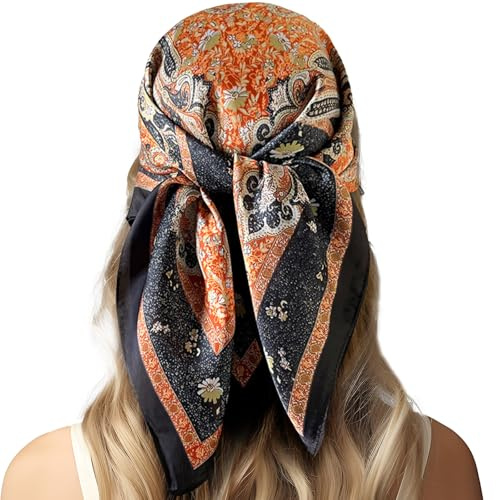Ladies Silk Scarf Hair Square Satin Head Wrap 27.5 Inches Headwear Fashion Aesthetic Cute Decoration Women Girls GBSD07440