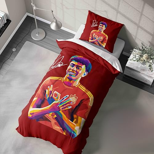 Lamine Yamal Inspired Duvet Cover, Custom Team Colour Bedding, Football Fan Gift, Soccer Bedroom Decor, Kids Sports Duvet, Single Size with Optional Pillowcase