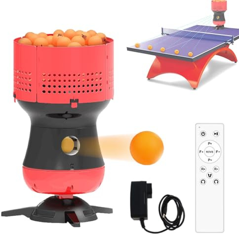 ANGDI Robot da ping pong, lanciapalline automatico con telecomando, velocità e frequenza regolabili, contenitore palline rimovibile, macchina per servire palline da ping pong per allenamento
