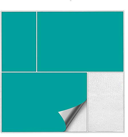 Kiwistar Fliesenaufkleber Türkis Seidenmatt - 30 x 60 cm - 50 Stück - Klebefliesen zum Überkleben von Wandfliesen - Fliesensticker für Küche Bad Fliesenmuster - selbstklebend und wasserfest