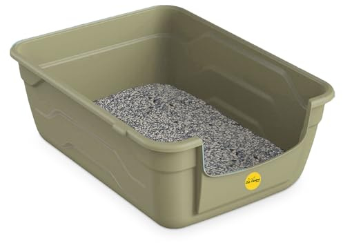 CAT CENTRE Gray Large High Sided Cat Litter Tray, Lowered Step, Kitten