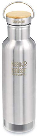 Klean Kanteen Reflect Vacuum Insulated Trinkflasche mit Stainless Unibody Bamboo Cap Brushed Stainless 592ml/20oz
