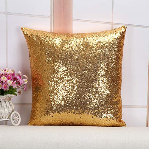 ShinyBeauty Gold Sequin Pillow Covers 20x20 Inch - 2 Pack Decorative Throw Pillow Cases for Couch, Sofa, Party, Farmhouse & Birthday Events | Glitter Toss Pillow Covers